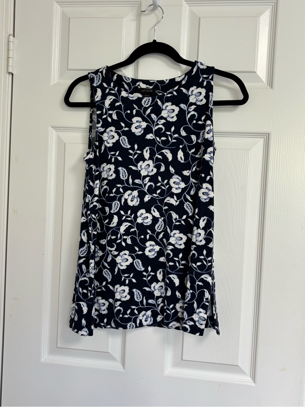 J. Jill Navy Floral Sleeveless Tank Tunic Top